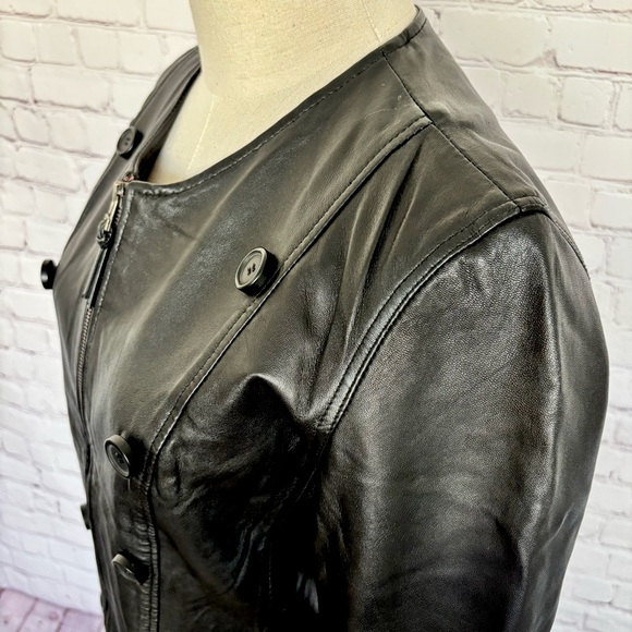 BOD & CHRISTENSEN Ariel Black Long Sleeve Genuine Leather Biker Jacket--M - Picture 5 of 16